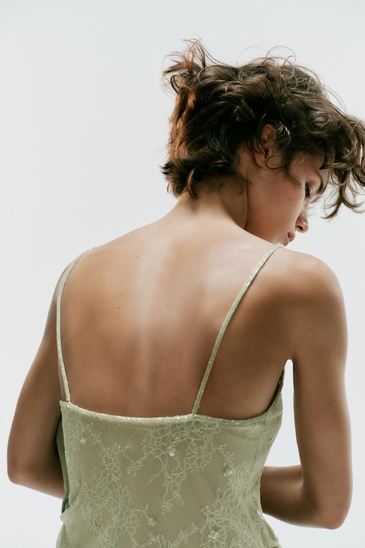 TOP CAMISOLA DE ENCAJE CON ABALORIOS 5