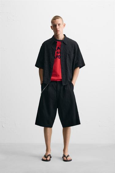 CHECK SEERSUCKER SHIRT - Blue by Zara