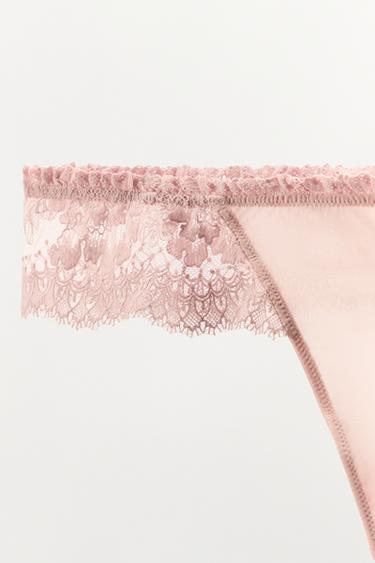 LACE TRIM THONG - Pastel pink by Zara - Image 6