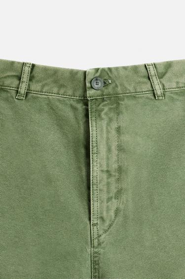 WASHED CANVAS BERMUDA SHORTS - Green by Zara - Image 7