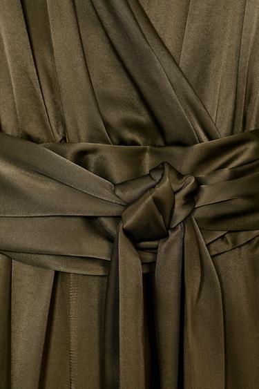 Zara ZW COLLECTION SATIN EFFECT BLOOMER JUMPSUIT - Dark khaki