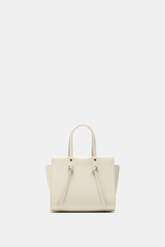 KNOTTED MINI CITY BAG - Ecru by Zara - Image 0
