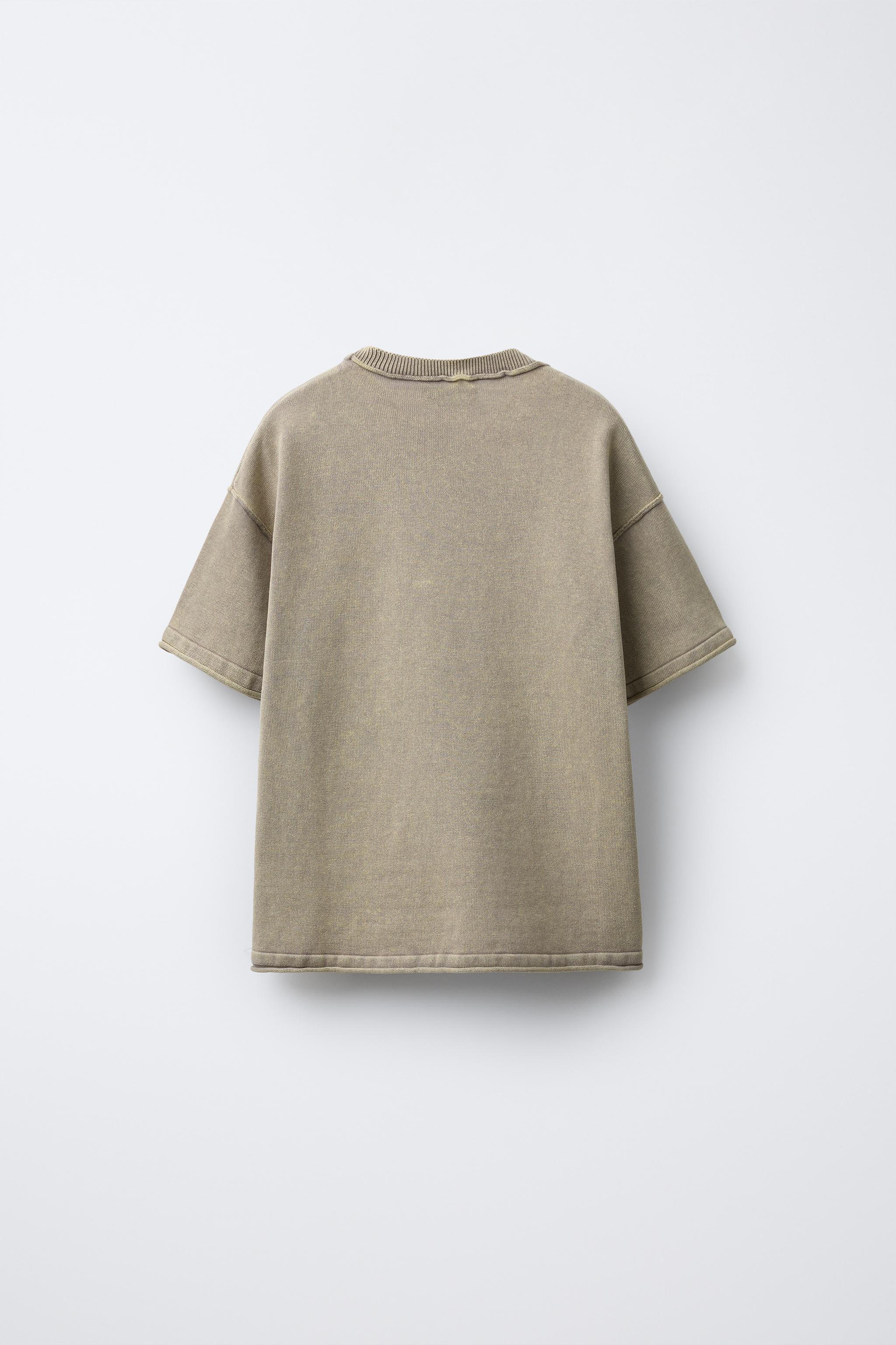 ★ドイツ発*ZARA*新作*SLOGAN刺繍Tシャツ/KHAKI★ kha:ki カーキ ドライタッチ コットン 天竺 ロゴ 刺繍 Tシャツ