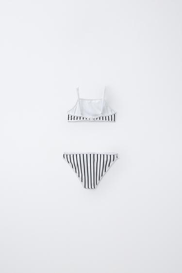 6-14 YEARS / TEXTURED STRIPED BIKINI - Black by Zara - Image 1