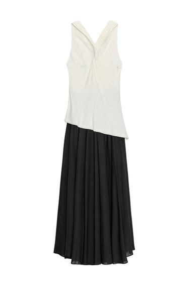ZW COLLECTION COMBINED HALTER DRESS - Black by Zara