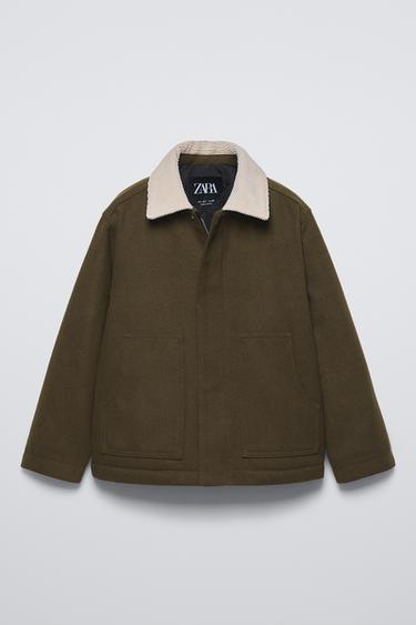 CAZADORA COMBINADA CON LANA - Khaki de Zara - Imagen 0