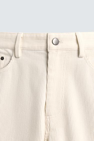 REGULAR FIT CORDUROY TROUSERS - Oyster-white by Zara - Image 7