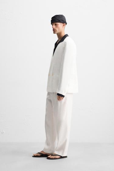 100% LINEN SUIT BLAZER - White de Zara - Image 3