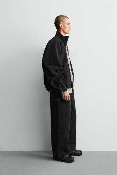 BLOUSON BOMBER COUPE CARRÉE EN COTON - Noir de Zara - Image 3