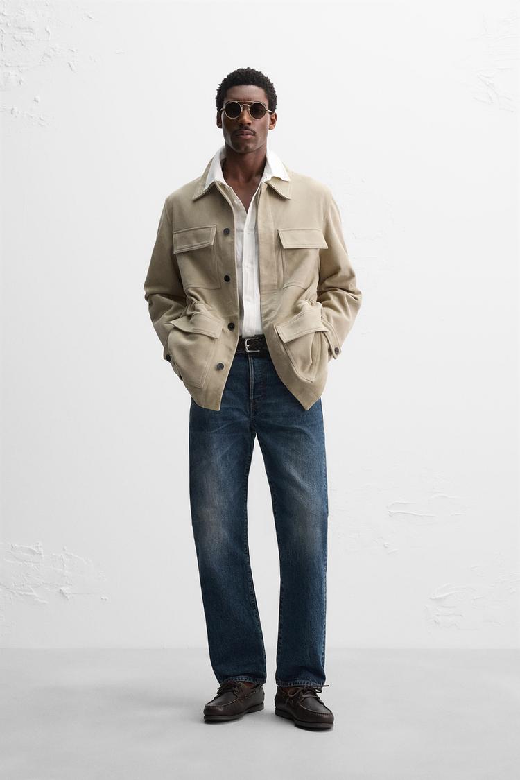 限定版 スエードレザー パッチポケットパーカ - ベージュ | ZARA Japan 