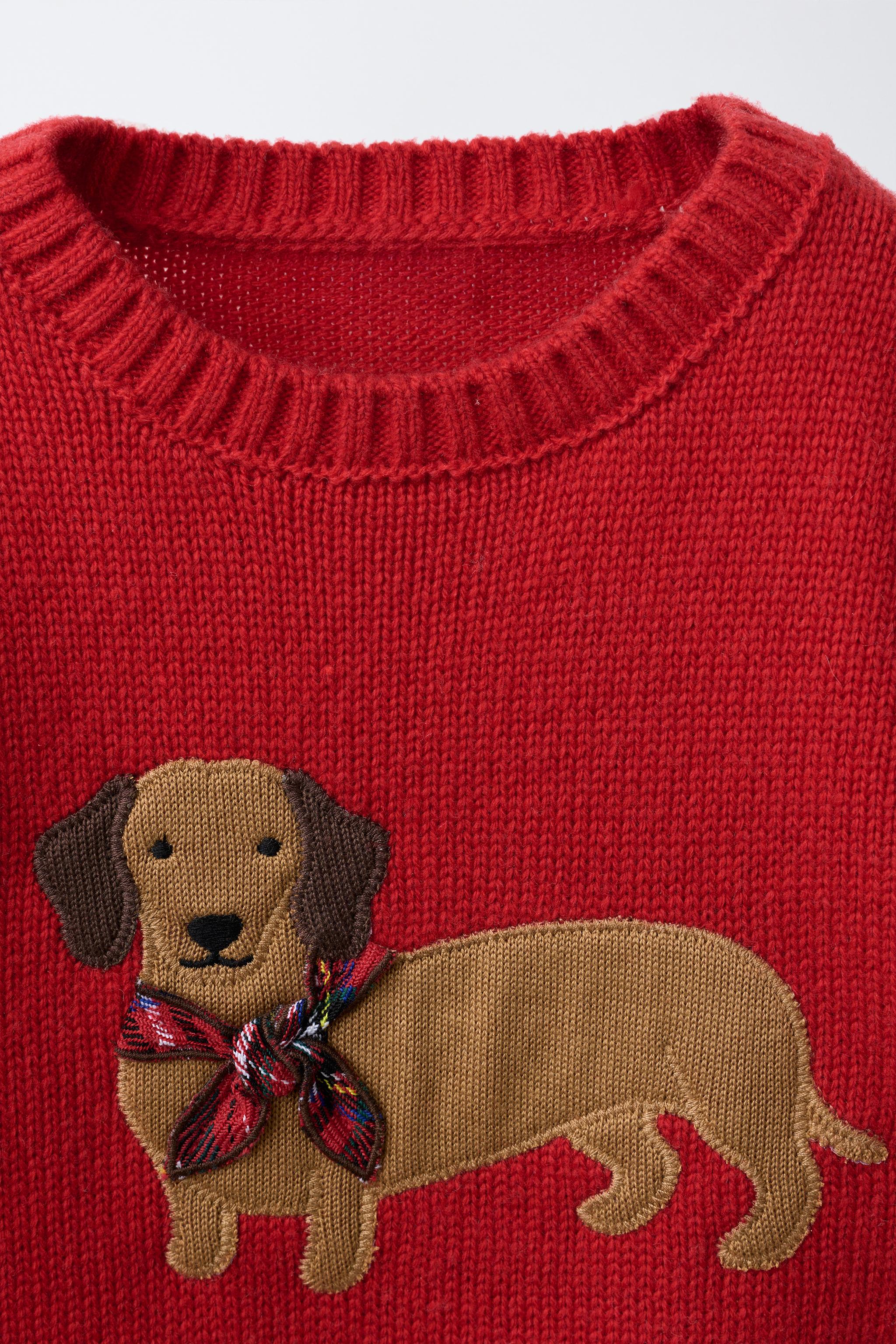 PULL EN MAILLE CHIEN AVEC LAINE