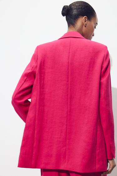 CRINKLED EFFECT BLAZER - Fuchsia by Zara - Image 4