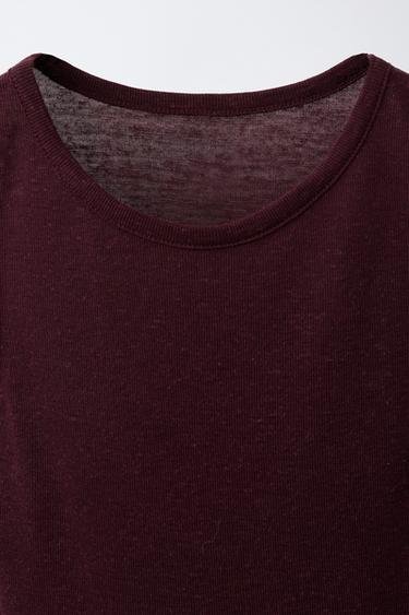 T-SHIRT AVEC LIN - Marron de Zara - Image 2