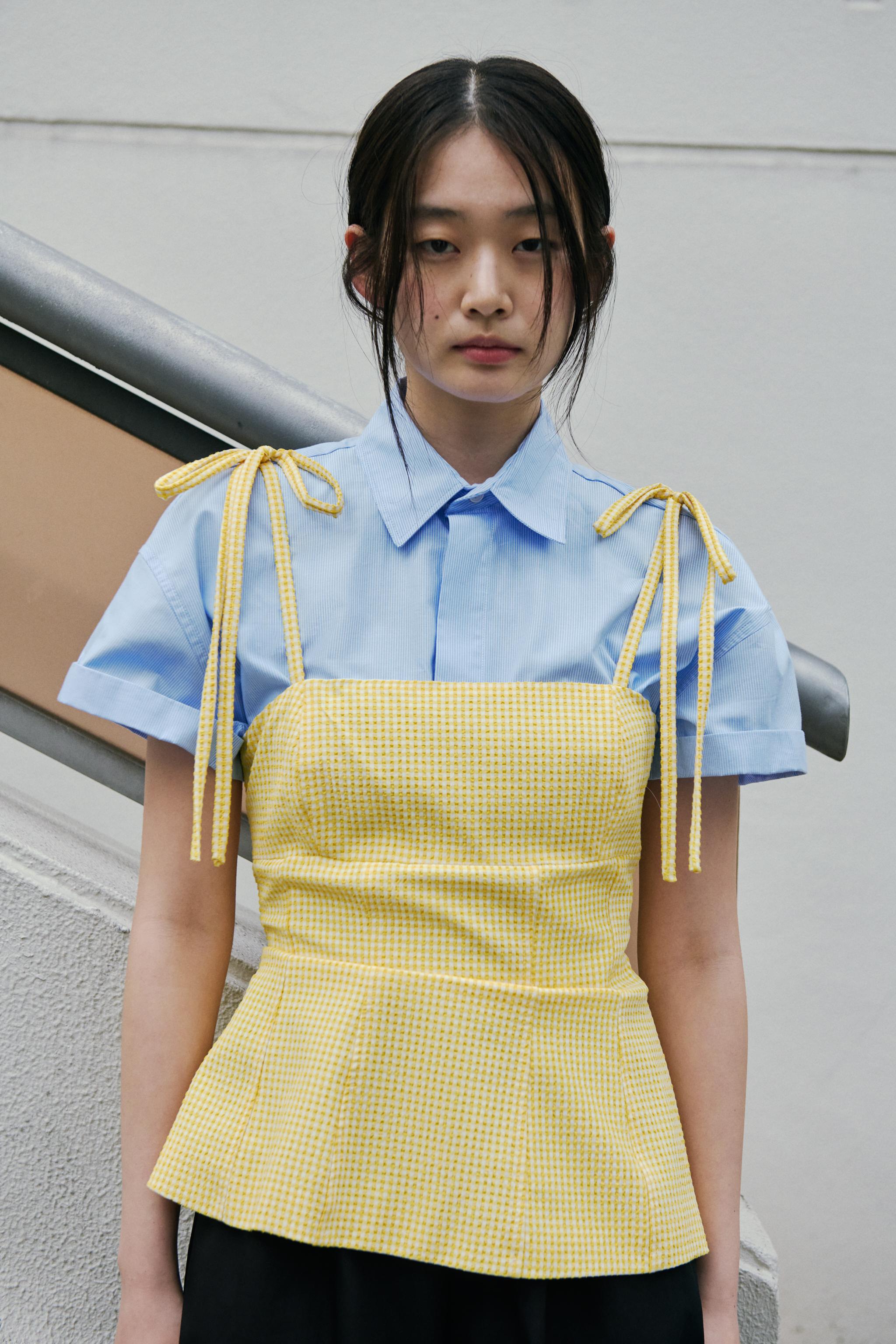 スペイン発送 ZARA リボン付きギンガムチェックドレス 今季新作 ZARA - ZARA ストレッチ ギンガムチェック ワンピース 肩リボン