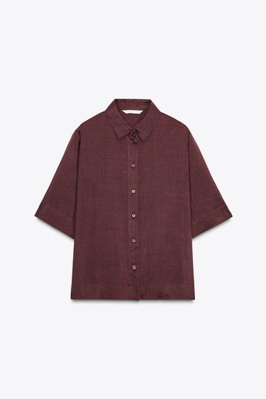 CAMISA CON RAMIO ZW COLLECTION - Vino de Zara