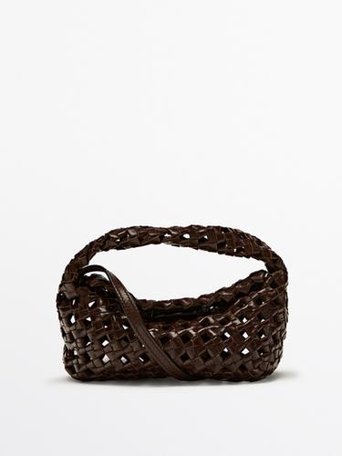 Zara Nappa leather braided mini bag - Brown
