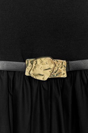 CONTRAST MIDI DRESS WITH BELT - Black by Zara - Image 6