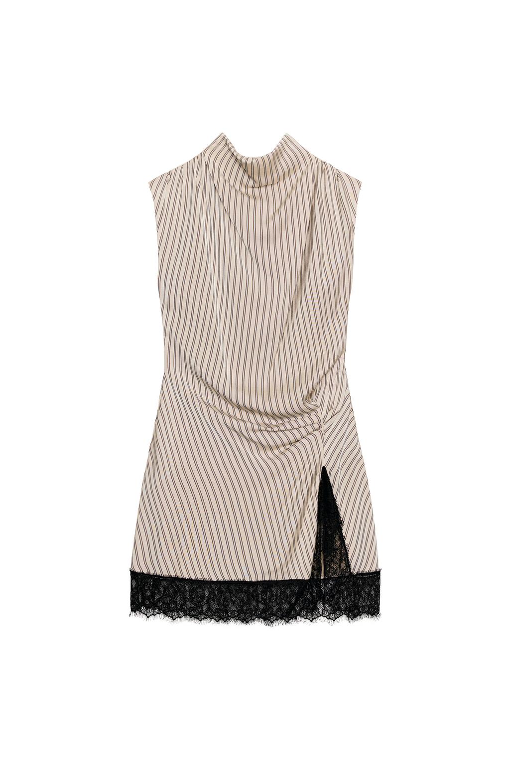 STRIPED LACE MINI DRESS - image 3