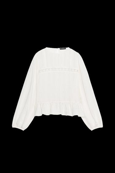 BLUSA ROMÁNTICA ENTREDOSES - Crudo de Zara - Imagen 0