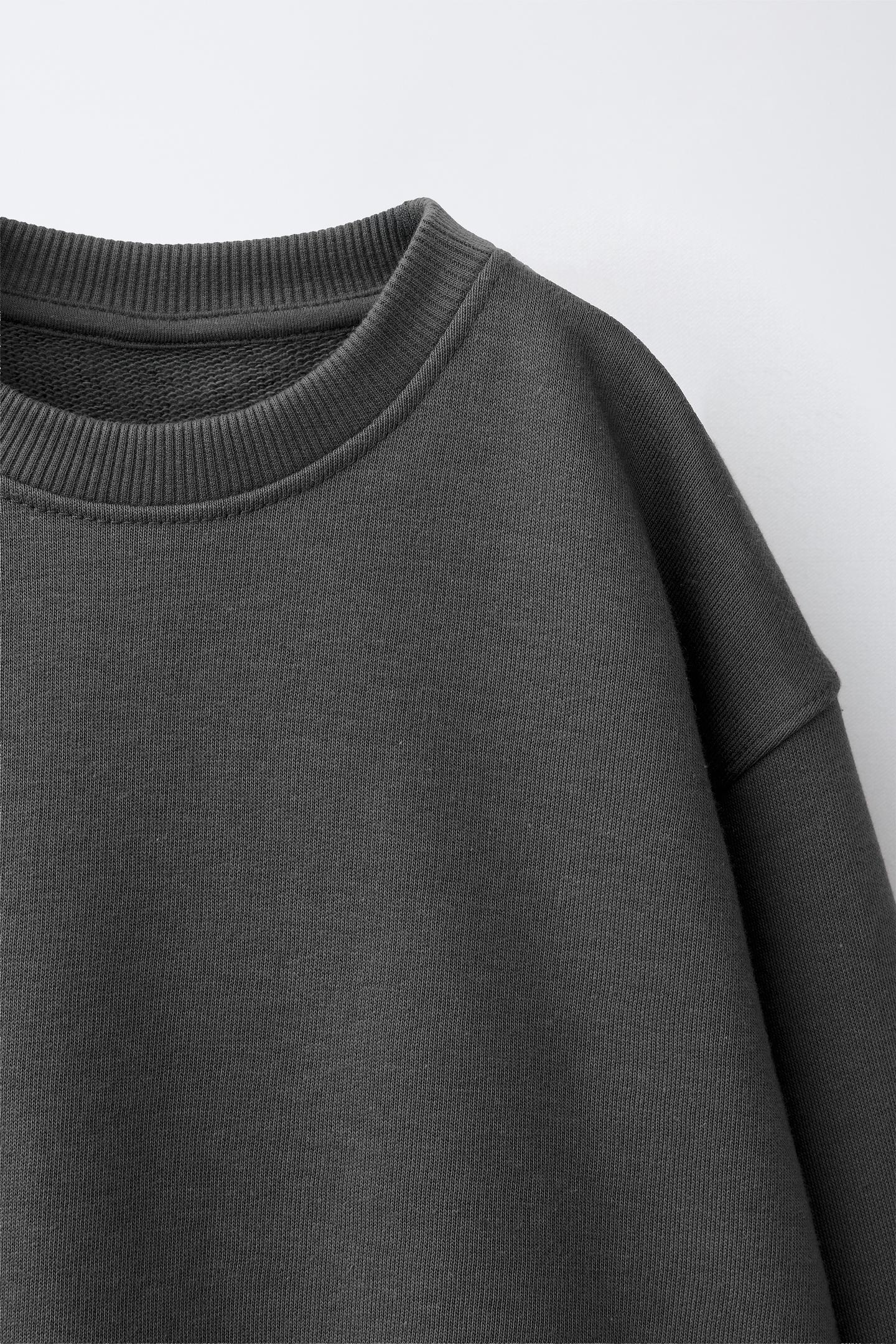 Детский комплект Zara Solid Sweatshirt and Jogger Pants Set, цвет: Антрацитовый серый — фото 3