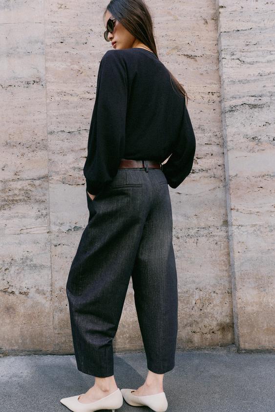 PANTALON BALLON AVEC CEINTURE - Indigo de Zara - Image 4