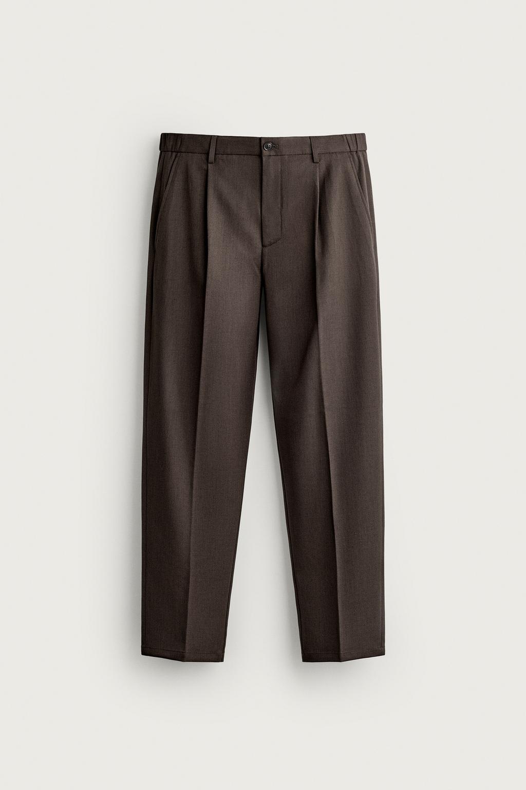 SLIM FIT PLEATED TROUSERS