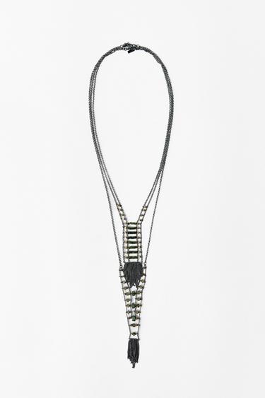 LOT DE 2 COLLIERS FANTAISIE À FRANGES - Gris anthracite de Zara