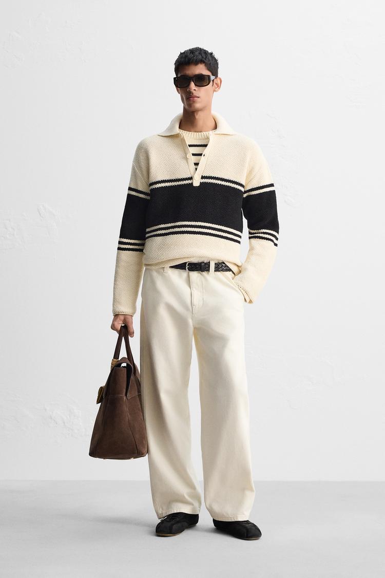 STRIPED KNIT LIMITED EDITION POLO SHIRT Ecru ZARA South Africa