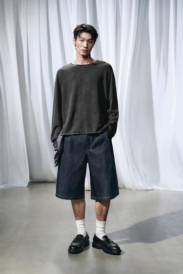 TEXTURED WASHED SWEATER - Faded black by Zara