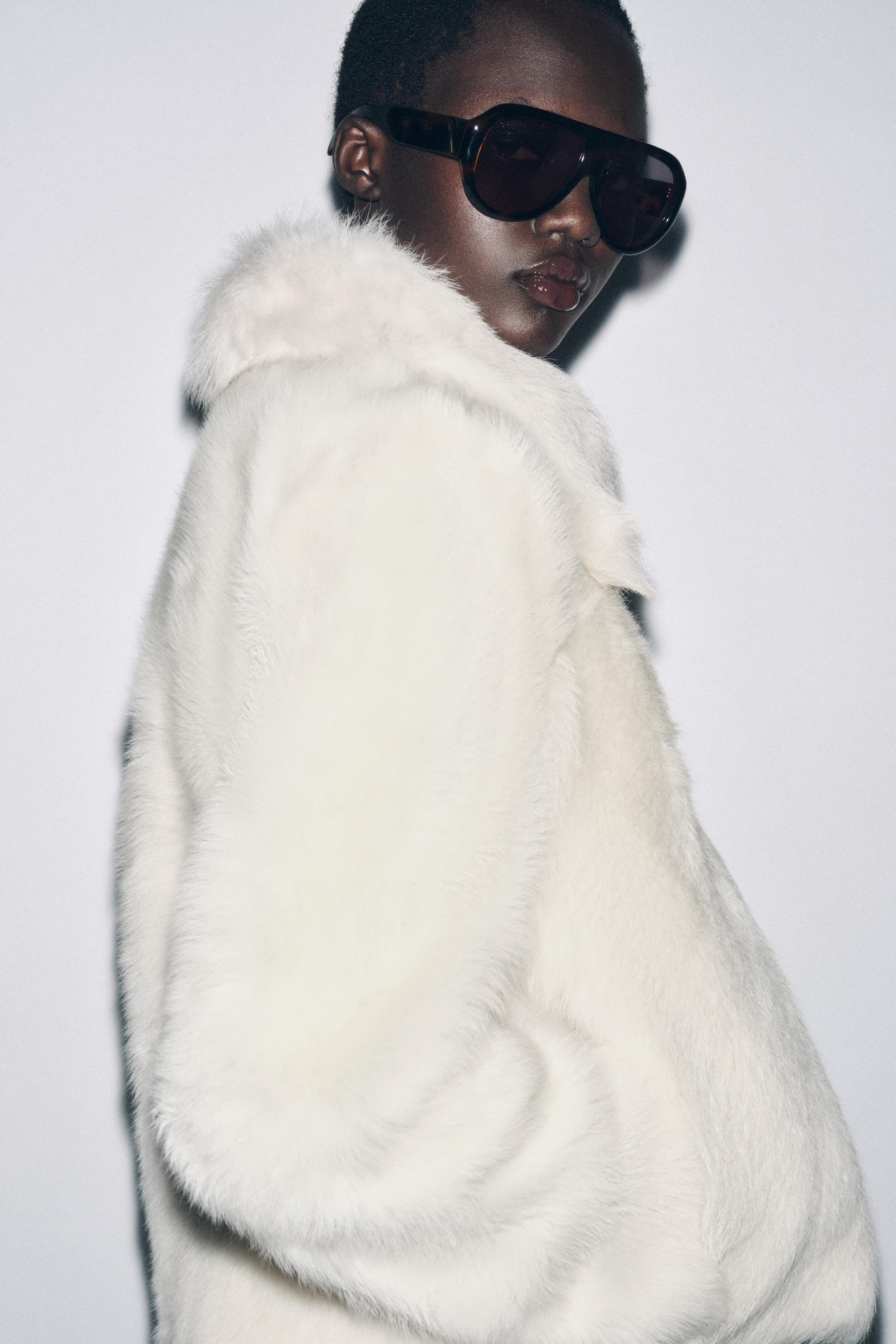 LEATHER COAT WITH SHEEPSKIN ZW COLLECTION - White | ZARA United