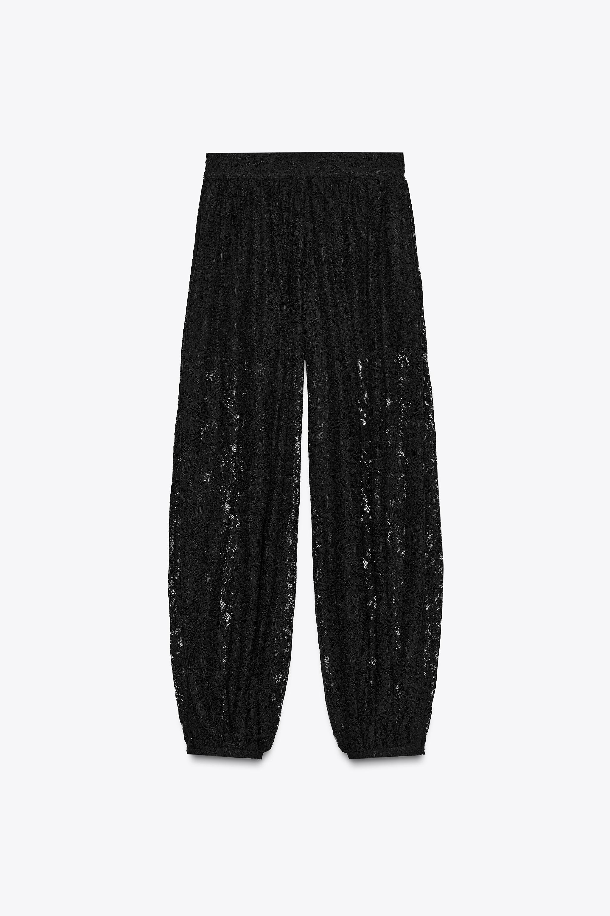 パンツ ANOTHER A Lace Layered Balloon Pants Black LACE LAYERED BALL ZW COLLECTION LACE BALLOON PANTS - Black | ZARA United States