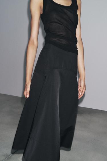 ZW COLLECTION MIDI FLARED SKIRT - Black by Zara - Image 1