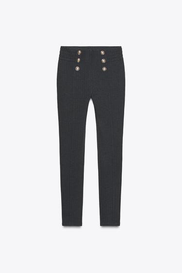 Zara BUTTON LEGGINGS - Anthracite Gray - Image 0