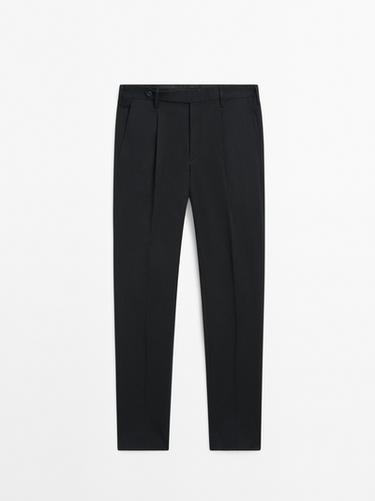 Zara Cotton blend stretch trousers - Navy blue