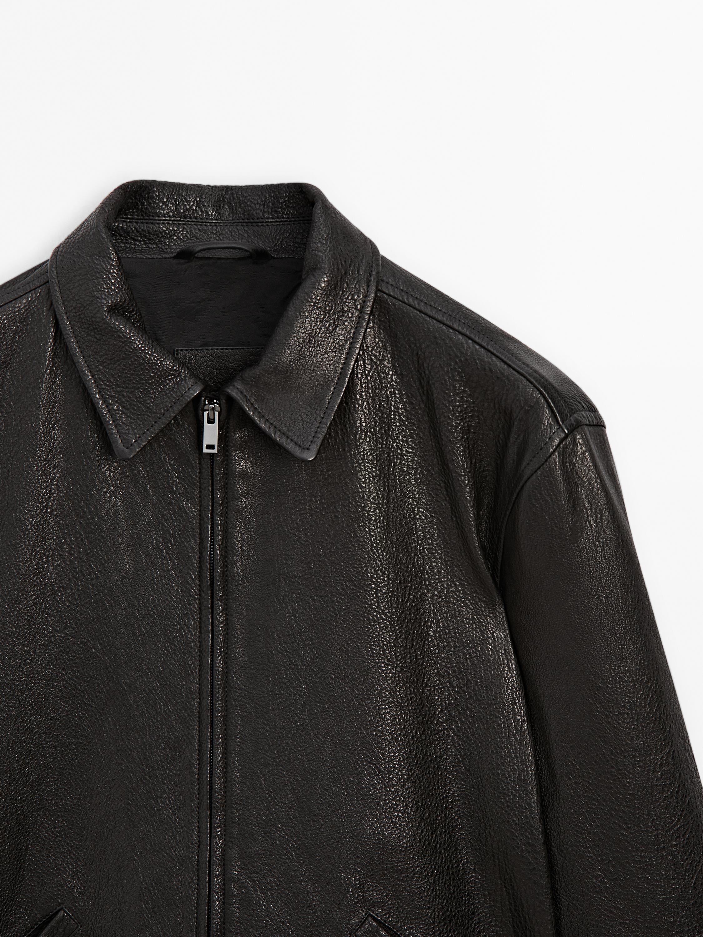 Texture effect nappa leather jacket - Black | ZARA United States Texture effect nappa leather jacket - Black | ZARA United States
