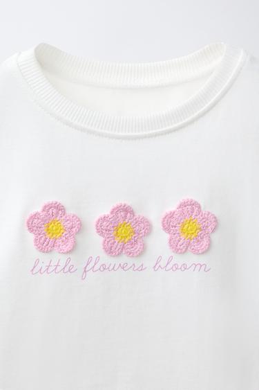 FLORAL CROCHET KNIT T-SHIRT - White by Zara - Image 2