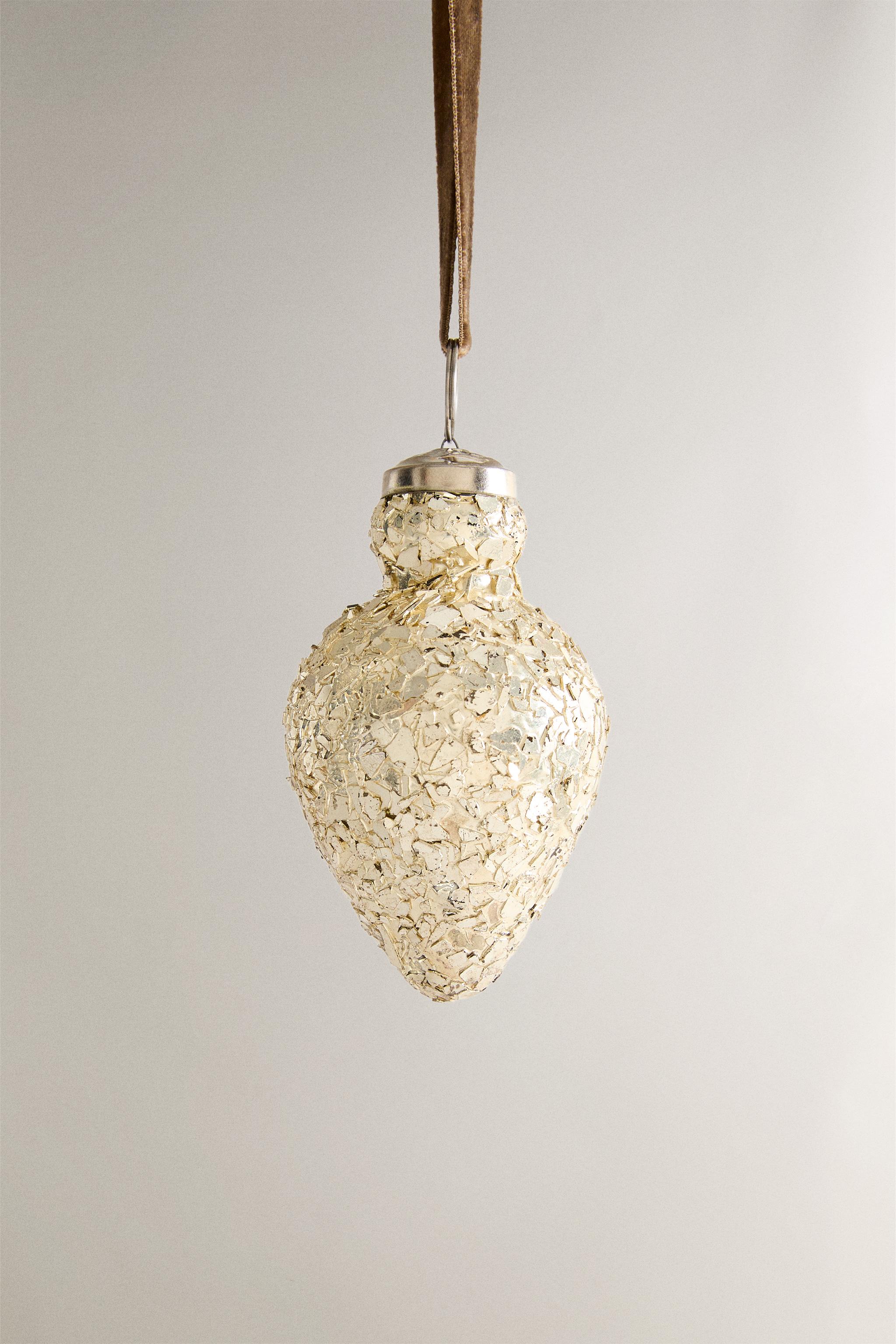 CHRISTMAS TREE CRACKLED BALL ORNAMENT