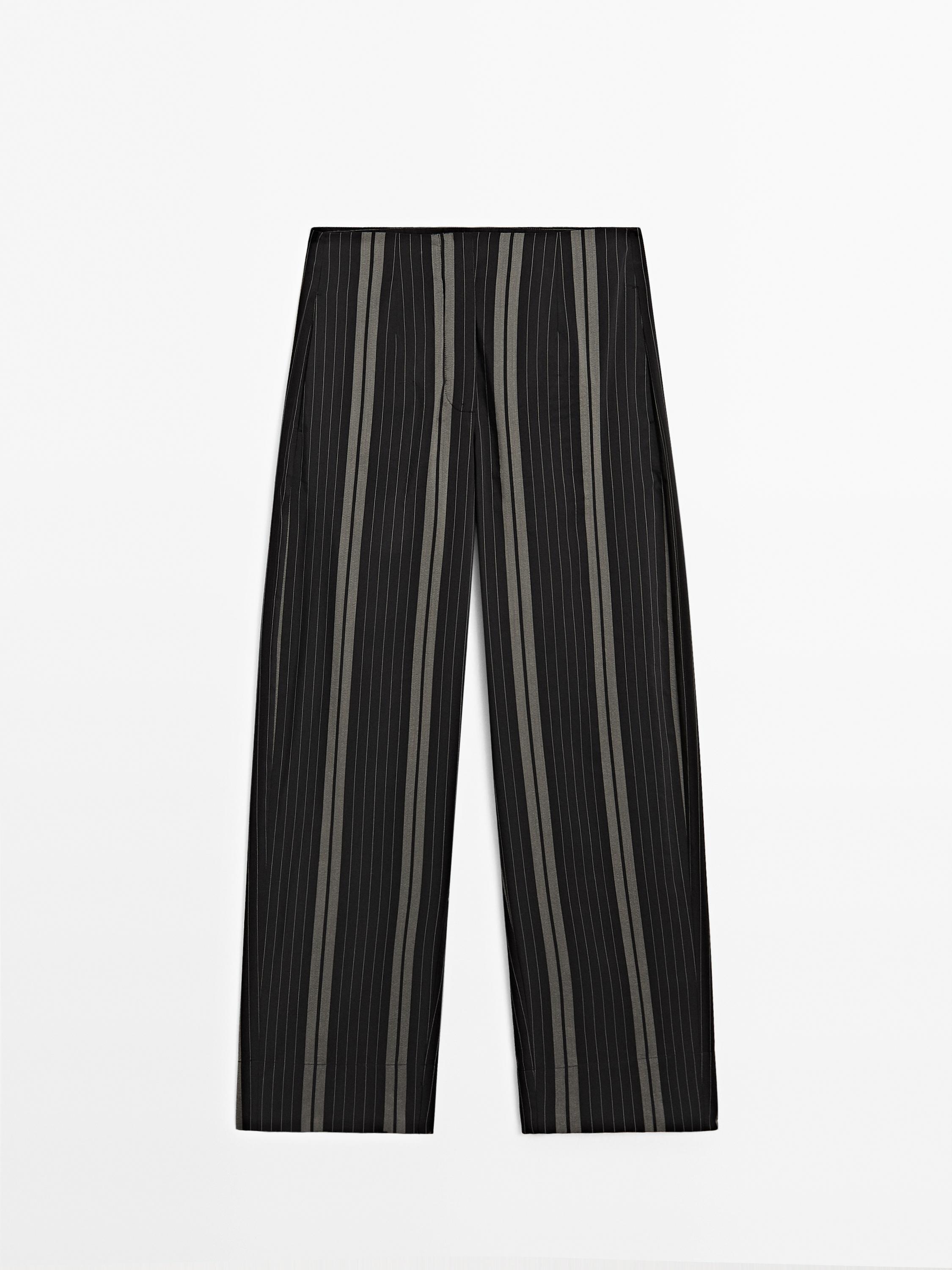 Lightweight striped flowing trousers