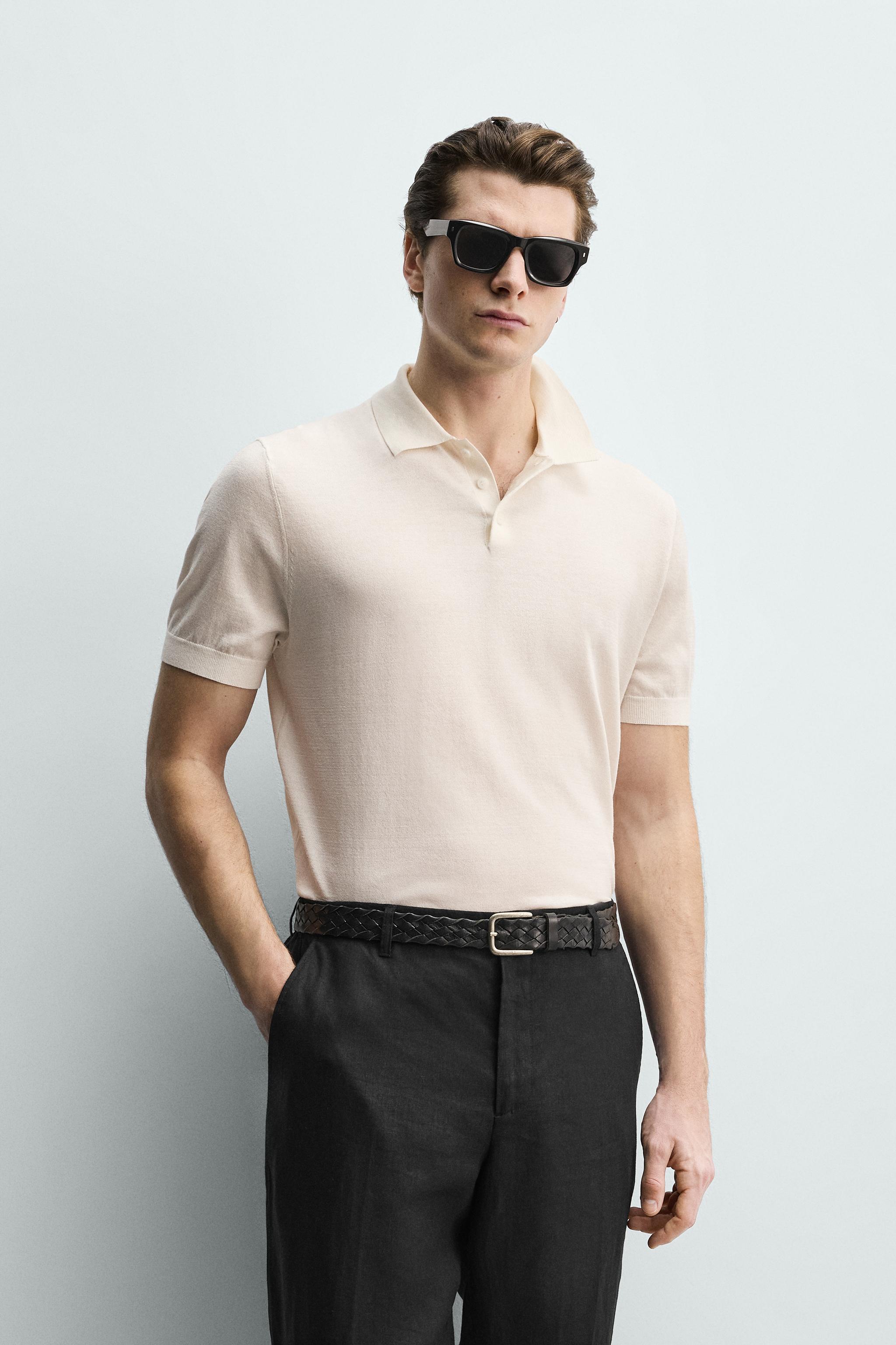 レギュラーフィットニットポロシャツ - ネイビーブルー | ZARA Japan