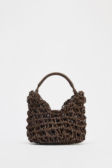 TOPSTITCHED BRAIDED HANDBAG - Chocolate by Zara