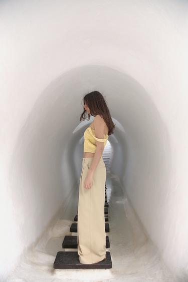 HAUT COURT EN MAILLE - Jaune de Zara - Image 1