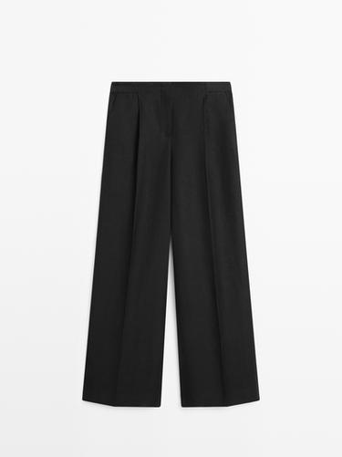 Zara Flowing linen suit trousers - Black