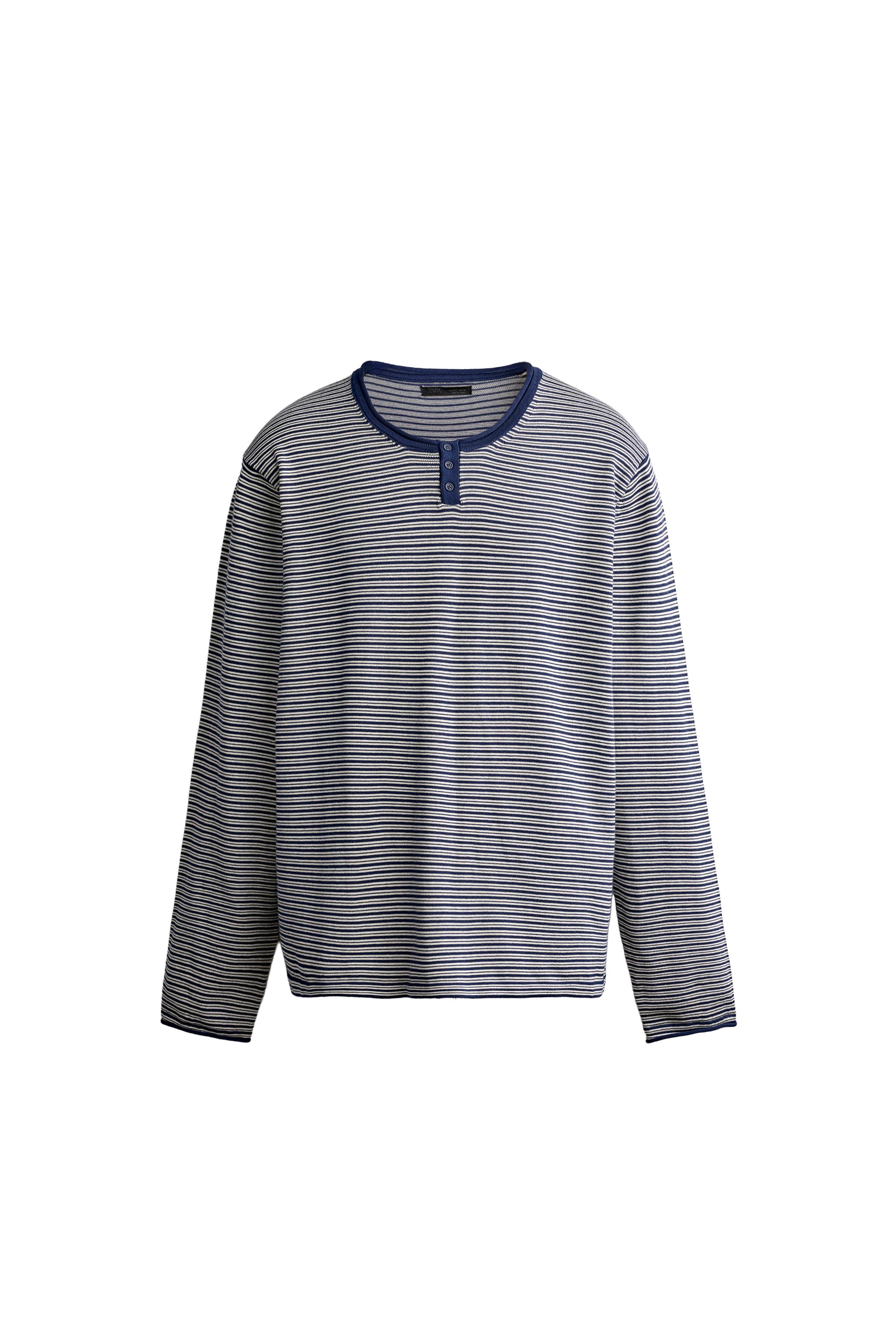 STRIPED HENLEY KNIT T-SHIRT - Striped | ZARA United States