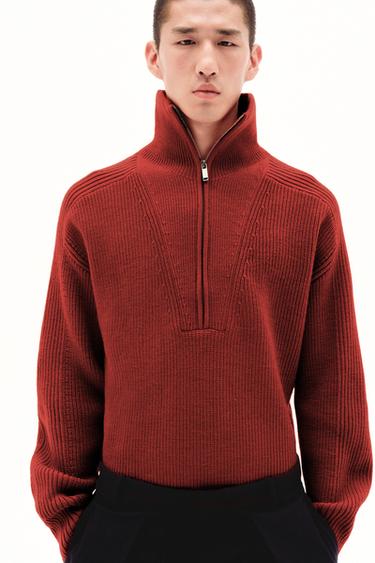 PURL KNIT QUARTER-ZIP JUMPER - Red by Zara