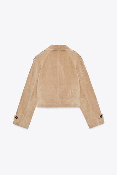 VESTE TRENCH COURTE 100 % CUIR - Marron clair de Zara - Image 11