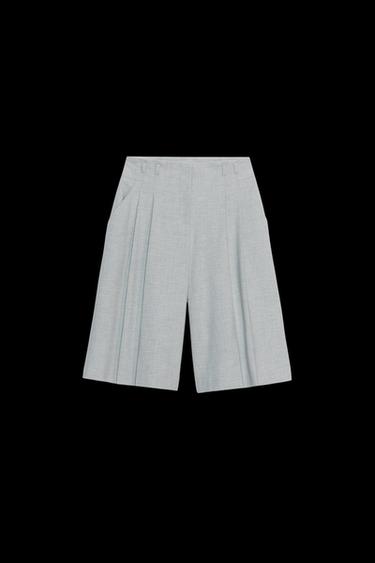 LONG BERMUDA SHORTS WITH PLEATS - Grey by Zara - Image 0