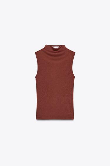 COTTON MODAL TOP - Terracotta by Zara