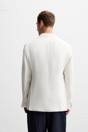 DOUBLE-BREASTED 100% LINEN BLAZER - White by Zara - Image 2