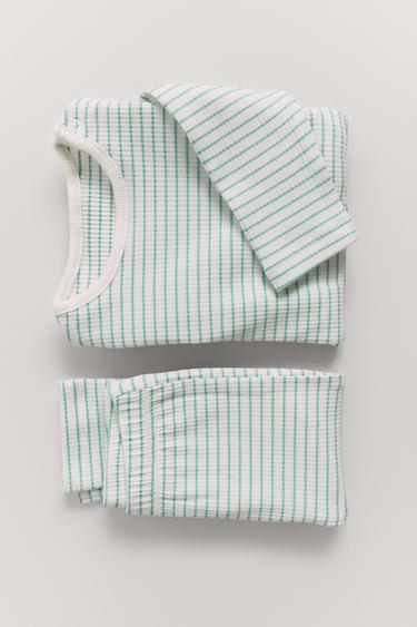 STRIPED BODY AND LEGGINGS SET - Sea green by Zara