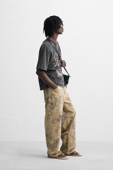 T-SHIRT IMPRIMÉ EFFET DÉLAVÉ - Gris taupe de Zara - Image 3